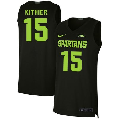 Men Thomas Kithier Michigan State Spartans #15 Nike NCAA Black Authentic College Stitched Basketball Jersey CZ50L04XG